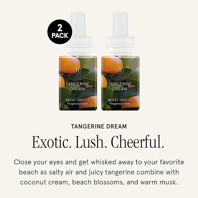 Pura & Becki Owens Home Scent Refill - Smart Home Air Diffuser Fragrance - Long-Lasting Premium Fragrance per Refill - Household Essential - Clean Diffuser Fragrance - 2 Pack, Tangerine Dream