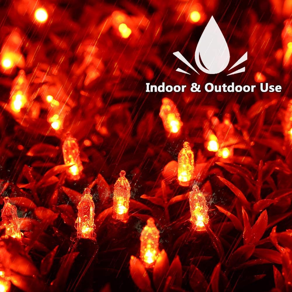 Brizled Orange Halloween Lights, 33ft 100 LED Halloween String Lights, 120V UL Certified Connectable Orange Light String Mini Tree Light Black Wire for Indoor & Outdoor Party Christmas Tree Decoration