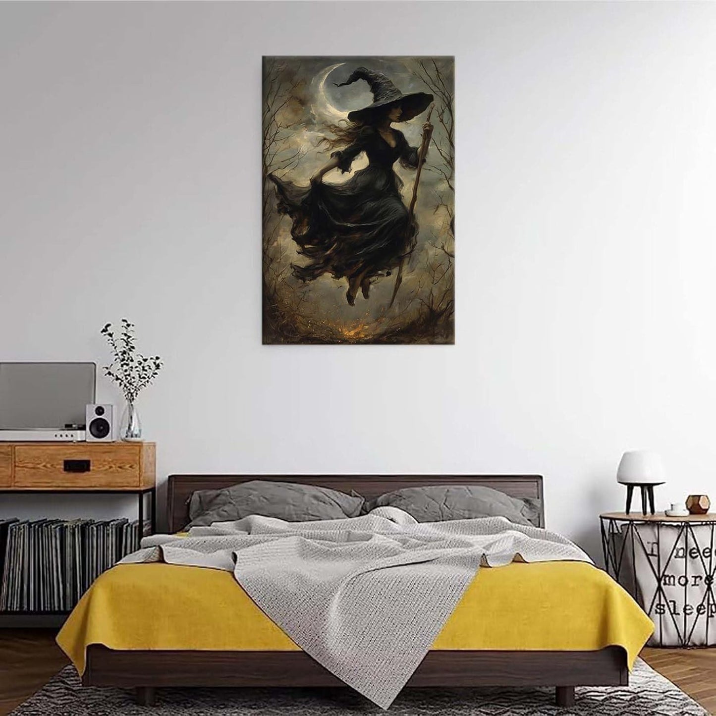 JFHCQJPK Witch in the Forest Halloween Print Wall Art Poster Witch Decor Vintage Print Dark College Wall Art Victorian Gothic Room Decor Canvas Wall Print20x30in Frameless
