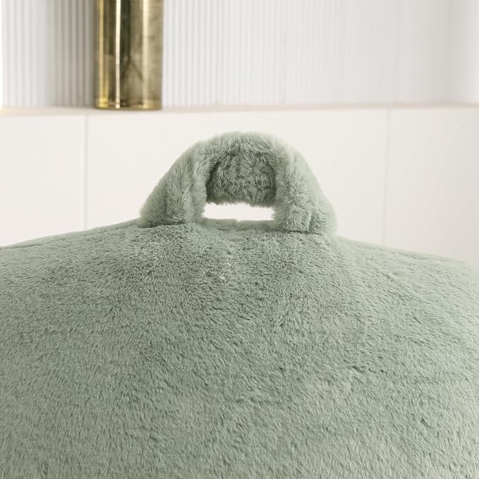 Large Plush Backrest Pillow for Sitting in Bed,Faux Fur,Green | 19" Back Pillow with Arms Supports Adults,College Students,Elbows & Forearms for Dorm Reading,Gaming,Watching TV