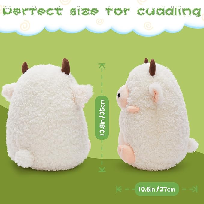MaoGoLan 14'' Sheep Stuffed Animal Plush Lamb Squishable Throw Pillow for Kids Girls Cute Goat Body Pillow with Uncented Beads Inside - Christmas Valentine's Day Birthday Gifts