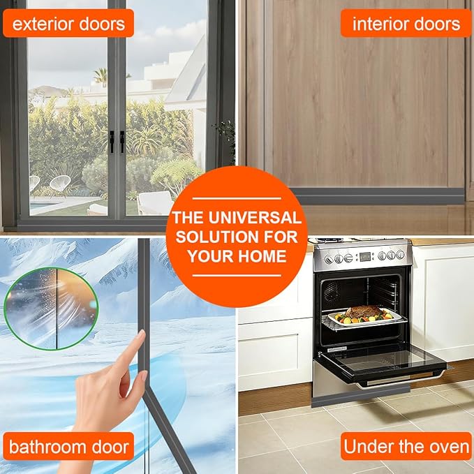 Door Draft Stopper for Bottom of Door, Adjustable Weather Stripping Door Seal for Cold Insulation, Under Door Sweep for Exterior & Interior Doors, Door Bottom Seal Blocker Noise (39inch,Grey)