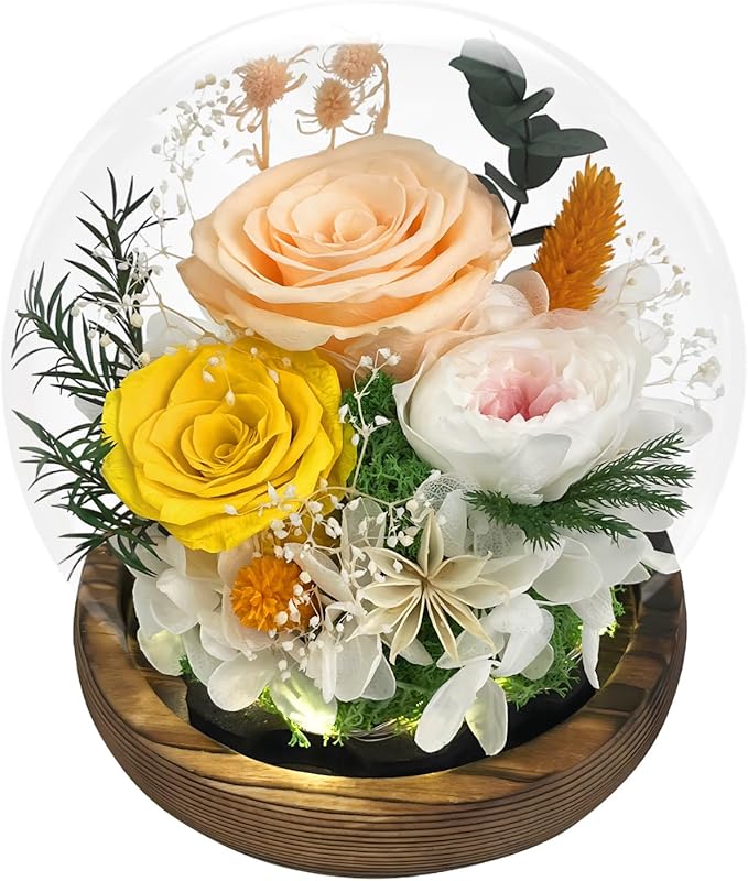 FIACO Gifts for Mom Birthday Gifts for Women Preserved Flowers in Glass Dome Long-Lasting Eternal Fresh Roses Mothers Day for Her Grandma Wife Daughter Girlfriend Forever Flowers for Delivery Prime