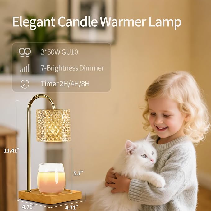 TigQiang 2 Pack Candle Warmer Lamp with Timer Dimmer, Birthday Gifts for Women Mom, House Warming Gifts, Elegant New Home Decor, Wax Warmer for Jar Candles, Heater Lamp for Scented Wax, Amber