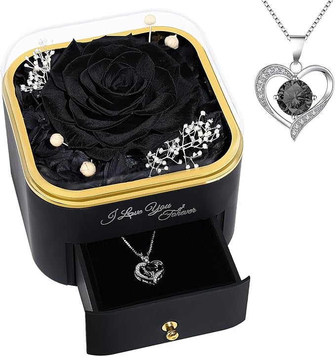 Beferr Birthday Gifts for Women Preserved Real Rose with Necklace Eternal Roses Forever Flowers for Delivery Anniversary Mothers Gifts for Mom Her Grandma Wife Sister from Daughter Son