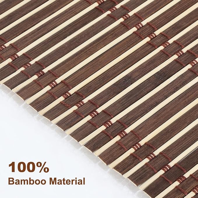 LUCKUP Cordless Roman Shades, Roll Up Bamboo Blinds for Indoor Windows, Light Filtering UV Protection Natural Bamboo Shades, Easy to Install for Home & Office, 44" W x 64" L, Brown
