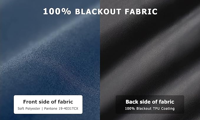 LazBlinds 100% Blackout Roller Shades, No Tools No Drill Cordless Blinds for Windows, Thermal Insulated UV Protection Privacy Window Shades for Bedroom (36''W x 72''H, Navy Blue)