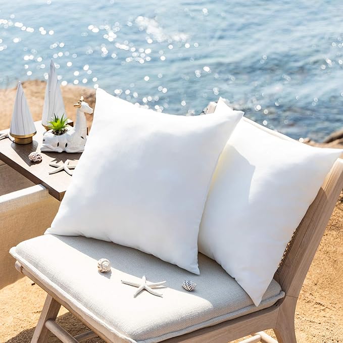Phantoscope Outdoor Pillow Inserts - Square Form Water Resistant Microfiber Throw Pillows, Couch Sham Cushion Stuffer 20 x 20 inches, 2 Count