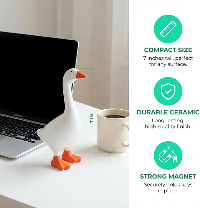 7 Inch Desk Goose Statue – Cute Resin Desktop Goose Figurine for Desk Decor, for Holidays and Housewarming