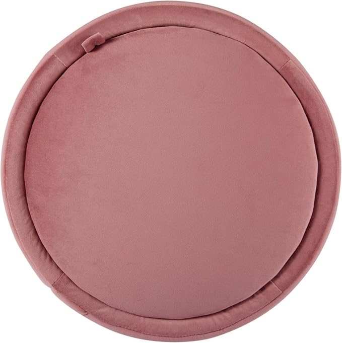 HomePop Storage Round Ottomanwith Removable Lid|Homepop Home Décor|Upholstered Round Velvet Foot Rest Ottoman - Blush Pink Velvet