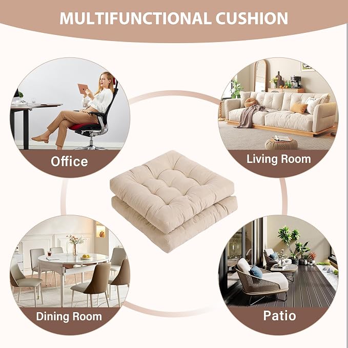 Tiita Outdoor Cushions Square Floor Pillow Thicken Tufted Seat Pad Large Floor Cushion for Yoga Meditation Living Room