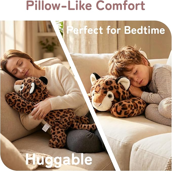 Niuniu Daddy 20" | 3.3lb Leopard Weighted Stuffed Animals for Kids & Adults, Weighted Plushies Pillow for Sleeping, Cute Lying Toy Large Huggable Gift for Everyday Comfort