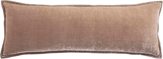 HiEnd Accents Stella Faux Silk Velvet Lumbar Pillow, 14x42 inch, Dusty Rose, Romantic Western Modern Traditional Style Luxury Bedding, Decorative Throw Pillow