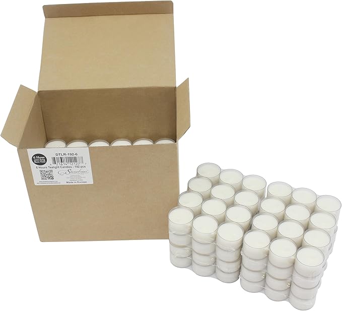 Stonebriar 192 Count White Unscented 6 to 7 Hour Extended Burn Time Clear Cup Tea Light Candles