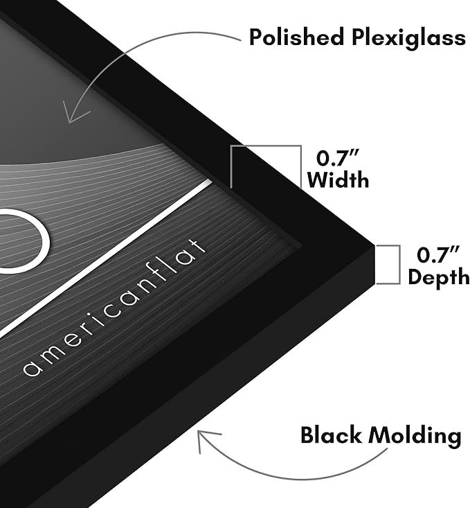 Americanflat 15x15 Picture Frame with Polished Plexiglass - Streamline Collection - Thin Border Square Frame for Wall Display - Hanging Hardware Included - Black