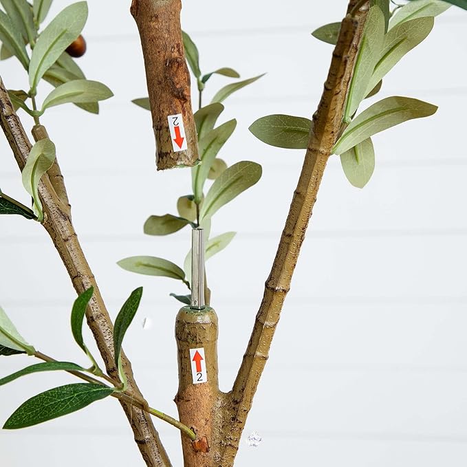 Nearly Natural 9FT Tall Silk Faux Olive Tree for Home and Office Decor, Potted with Natural Wood Trunk, Realistic Branches and Lifelike Fruits