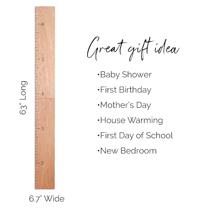 HEADWATERS STUDIO Wood Growth Chart for Wall - Growth Chart Wood Growth Chart for Kids Wooden Ruler Growth Chart Child Height Wall Chart Grow Chart for Wall Kids Wall Ruler Height Chart-Modern Natural