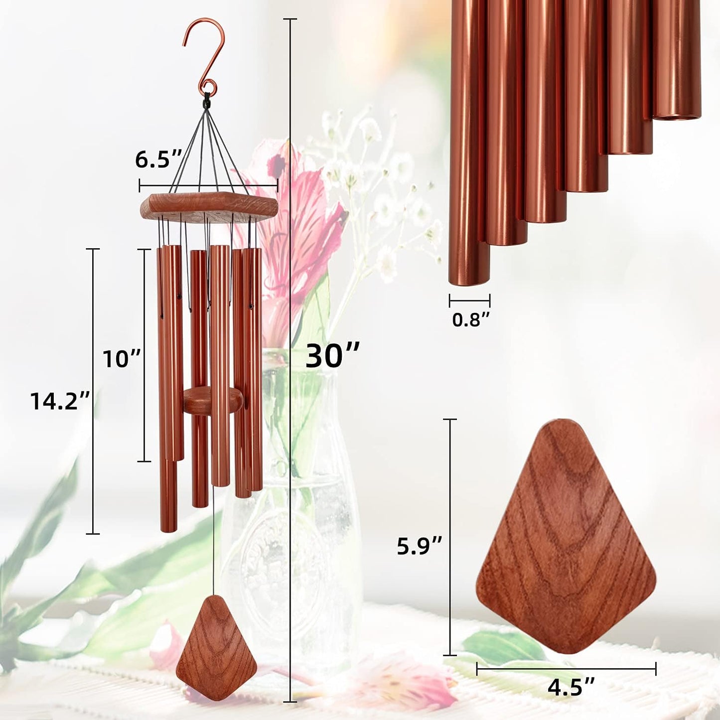 Wind Chimes for Outside, Wind Chimes Outdoor, Windchimes with 6 Tubes for Wedding,Mother's Day and Other Holidy Gifts