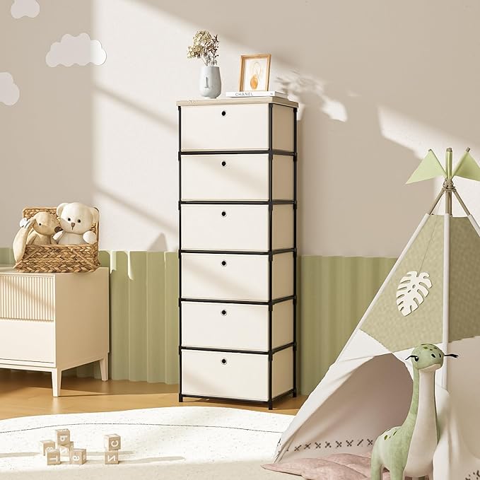 LUKYTOWER Fabric Storage Drawers Dresser and Chest of Drawers, Small Dresser with Drawers Unit, Sturdy Fabric Storage Bin Organizer for Closet