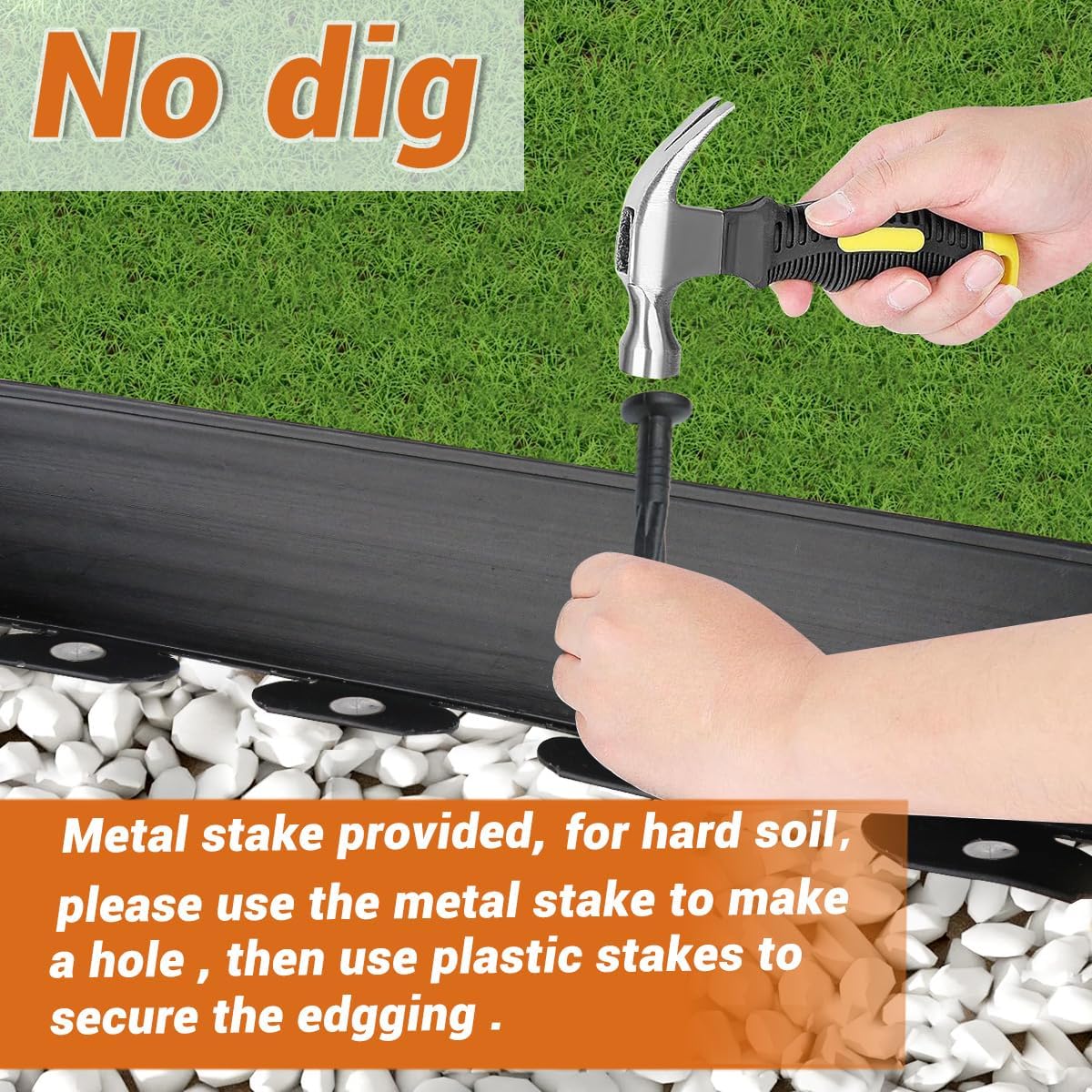 Landscape Edging Border, no dig,Plastic Edging for Landscaping, Garden Edging Border,Lawn Edging,Garden Borders no dig,Flower Bed Edging (Plastic Stakes, Black-70Feet-Tall Wall)