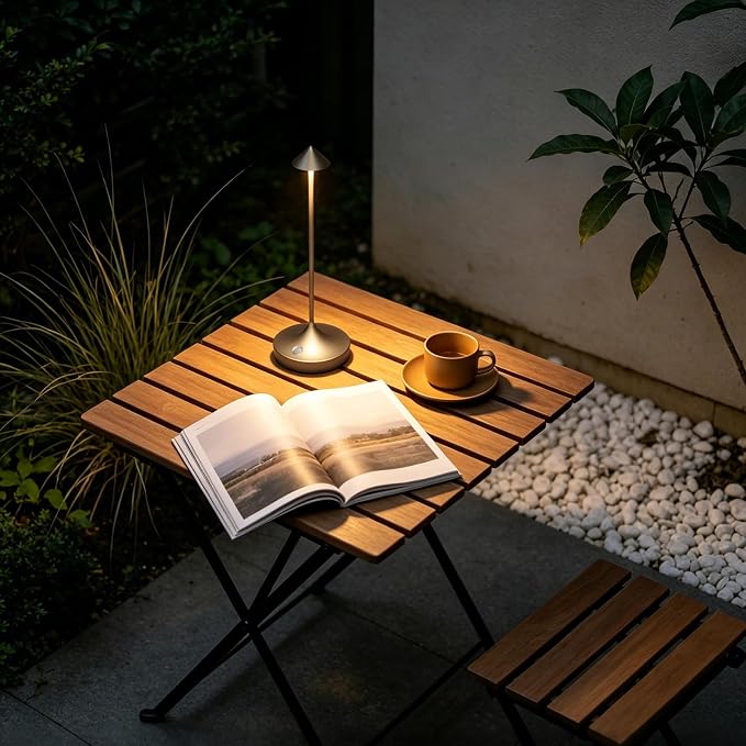 Rechargeable Cordless Table Lamp, Battery Operated LED Lamps | 3-Color Stepless Dimmable, Portable IP54 Waterproof Outdoor Lamps for Patio Dining Bar Home Office (2-Pack Titanium)
