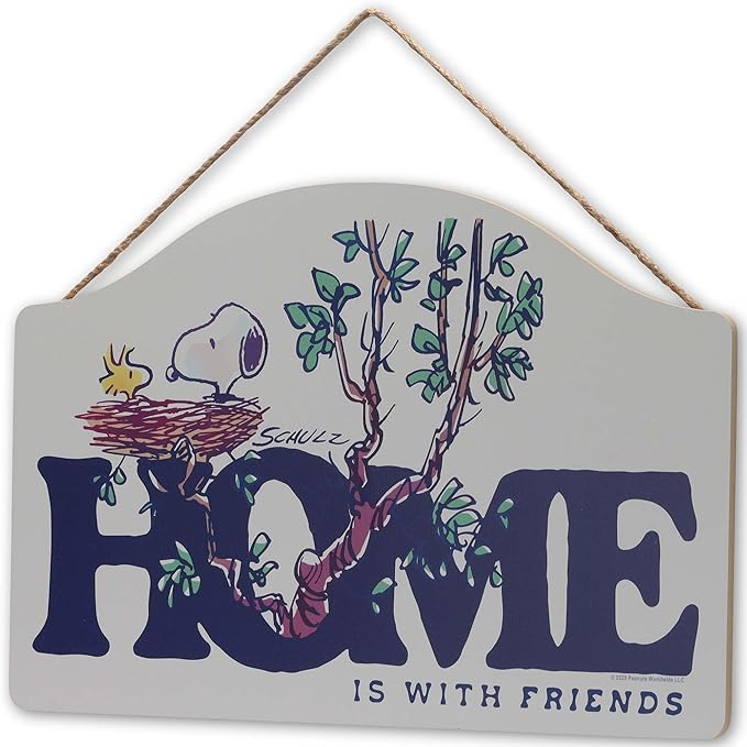 Peanuts Snoopy Home is With Friends Hanging Wood Wall Decor - Adorable Snoopy Sign for Home