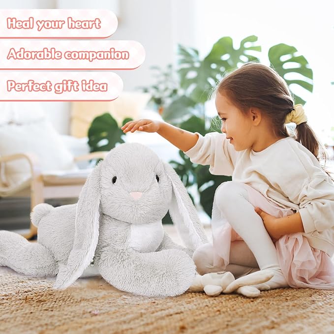 MaoGoLan 4Pcs Large Bunny Stuffed Animal with 3 Babies Inside, 24" Giant Easter Bunny Plush Toys, Soft and Cuddly Gray Stuffed Rabbit Gift for Kids,Girls,Boys,Teens