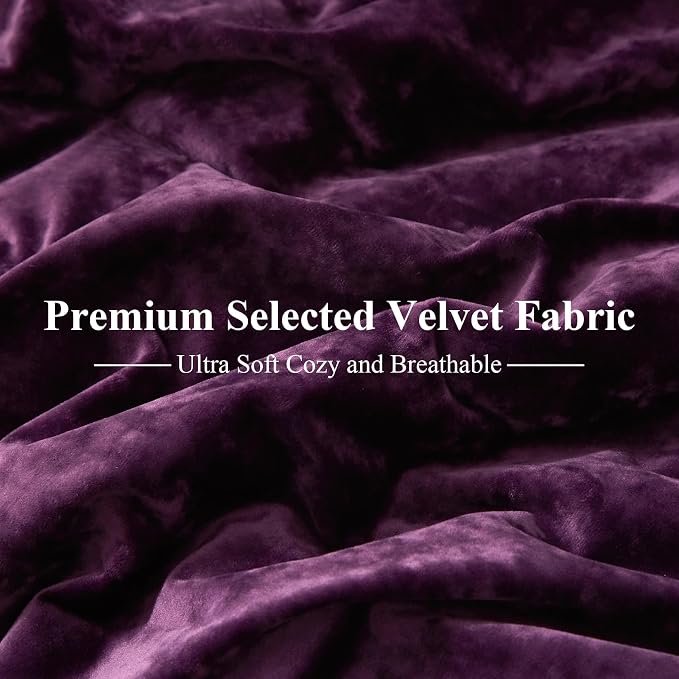 Ivellow Crushed Velvet Comforter Set King Purple Comforter Set 5pcs Ultra Soft Lightweight Breathable Bedding Set Luxury Cozy Flannel Comforter King Size (1 Comforter,2 Pillow Shams, 2 Euro Shams