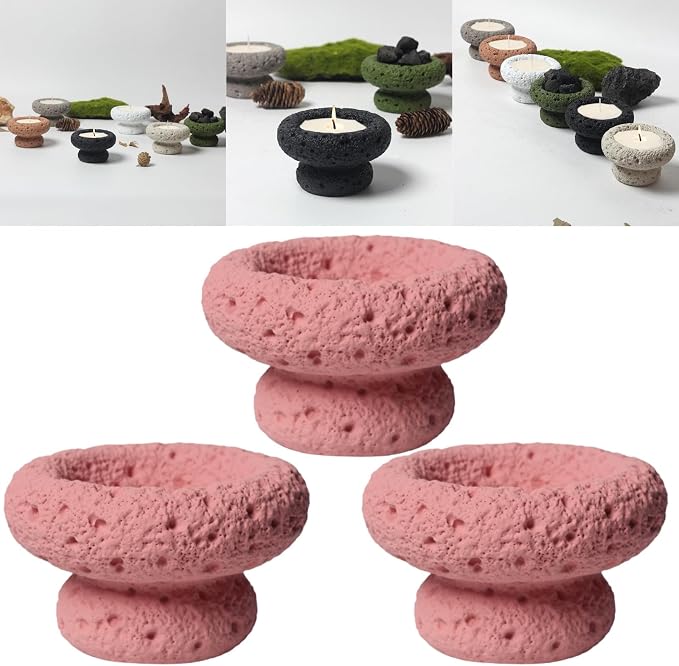 Cement Candle Container in Coral Pink, Stylish and Durable, Empty Cup for Wax Pouring and Aromatherapy, Perfect for Home Décor and Gifts, 3pc