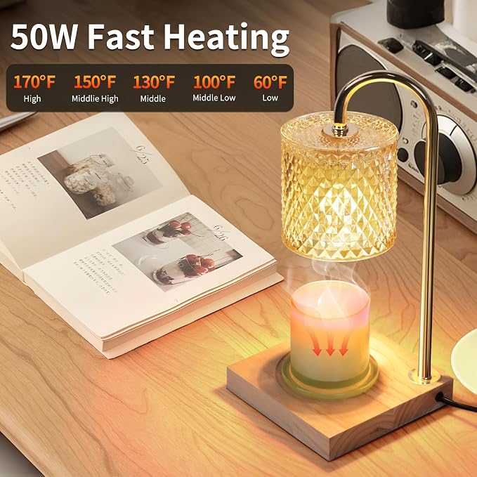 TigQiang 2 Pack Candle Warmer Lamp with Timer Dimmer, Birthday Gifts for Women Mom, House Warming Gifts, Elegant New Home Decor, Wax Warmer for Jar Candles, Heater Lamp for Scented Wax, Amber