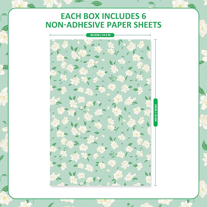SCENTORINI Jasmine Scented Drawer Liners for Dresser, 6 Sheets Fragrant Drawer Paper Liners Non-Adhesive Paper Sheets for Home Closet, Bedroom Drawers, Kitchen Cabinets Shelf