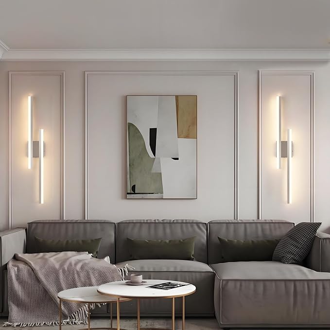 Battery Operated Wall Light Fixtures for Living Room, Dimmable USB Rechargeable Indoor Led Wall Sconce Lighting, Wireless Wall Lamps for Living Room Bedroom Bathroom Hallway Set of 2
