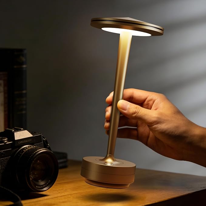 Cordless Rechargeable LED Table Lamp Set of 2 Bronze | Battery 6000mAh 3 Color Modes&Stepless Dimming Waterproof Metal for Patio,Restaurant Bedroom Dining