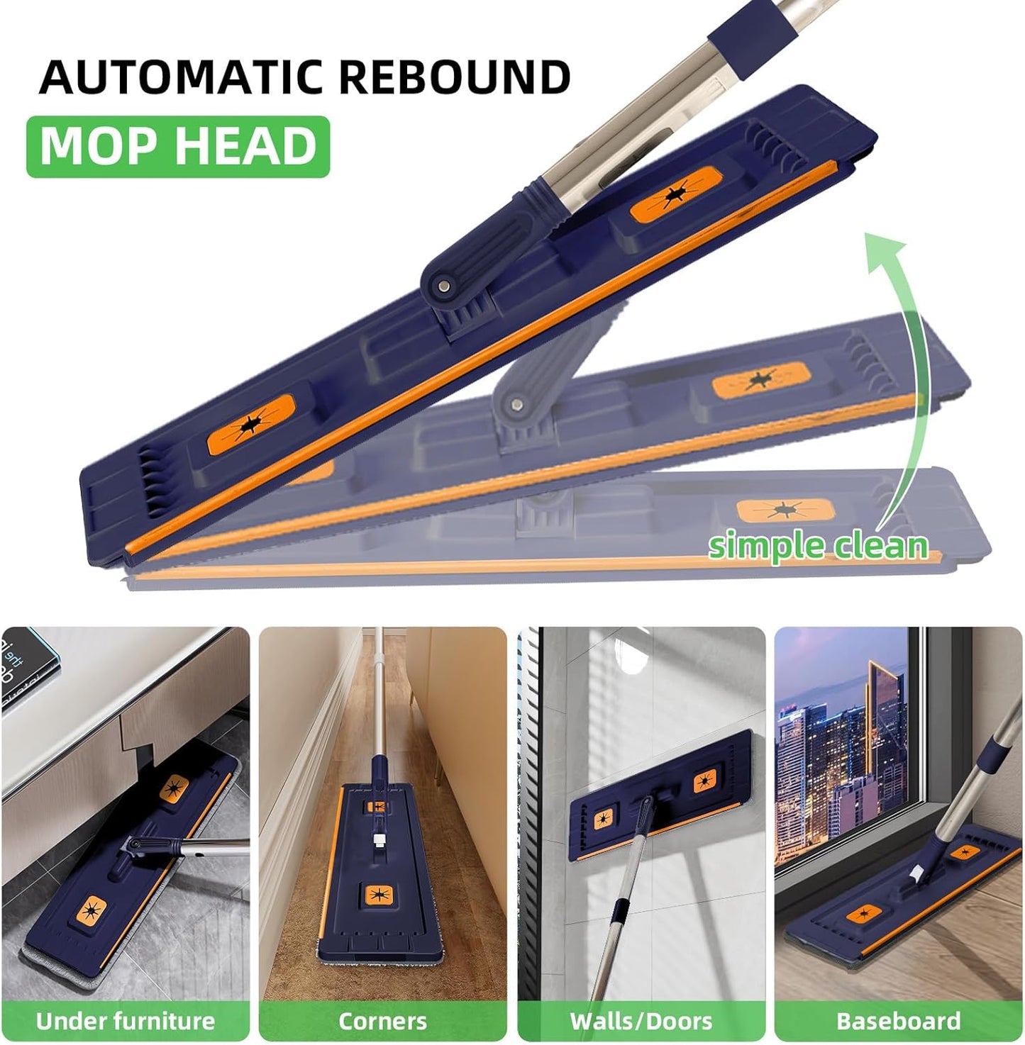 360° Mop and Bucket Set with Wringer – Microfiber Floor Mop System for Home Cleaning – Long Handle, Wash & Dry Dual Tank, Extra Absorbent Pads, Space-Saving Design for Hardwood, Tile & Laminate Floors