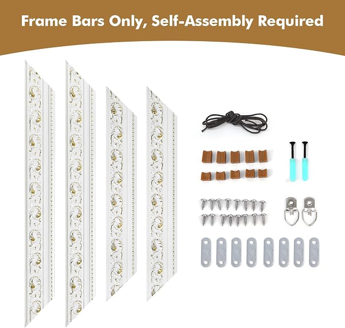 Ornate Canvas Frame for 30x40 Oil Paintings Art Prints, DIY Antique White Frame for Landscape Portrait, Open Back Wood Frame for Home Office Gallery Wall Decor (No Plexiglass & Backing Board)