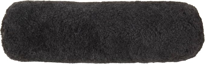 SARO LIFESTYLE Luxurious New Zealand Sheepskin Bolster Pillow with Soft Poly Fill, 6"x20", Black