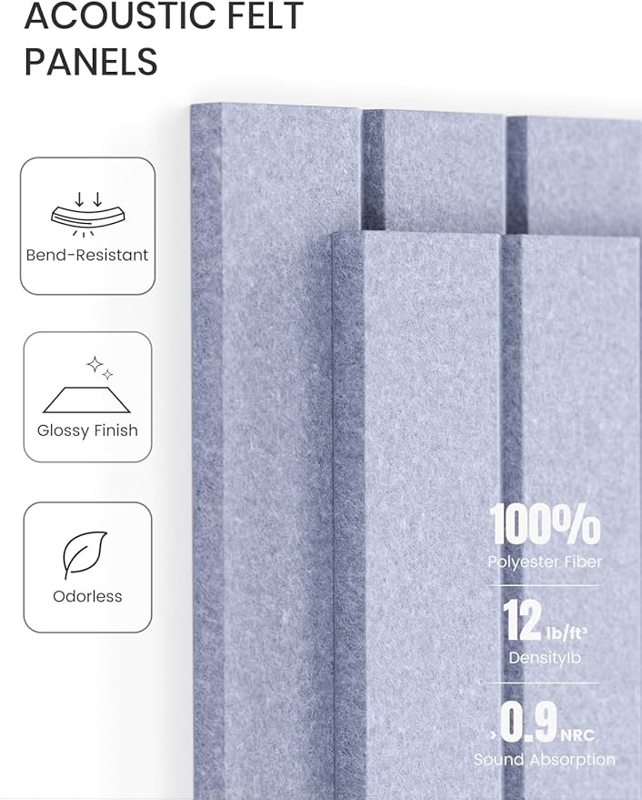 Fluxynara Large Felt Bulletin Board 36" x 24" Cork Board Alternative-6 Pack with 40 Safe Removable Adhesive Tabs, Cork Boards for Walls for Home Office Classroom Pin Board (Soft Periwinkle)