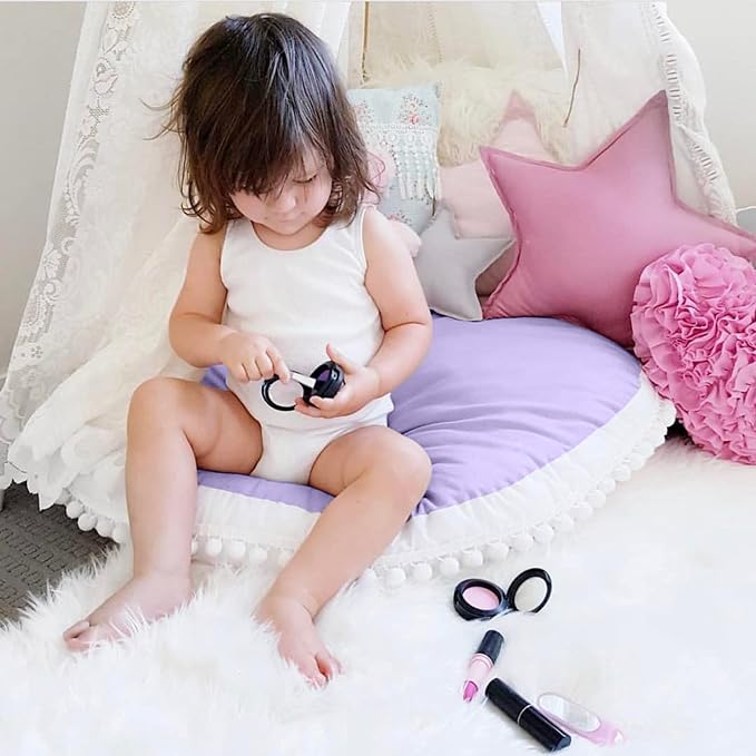 Large Floor Pillow Kids Round Floor Cushion Seating Purple | 35 inches Big Circle Pillow, Round Floor Pillows Seating for Children, Oversized Mat for Reading Nook Teepee Playroom