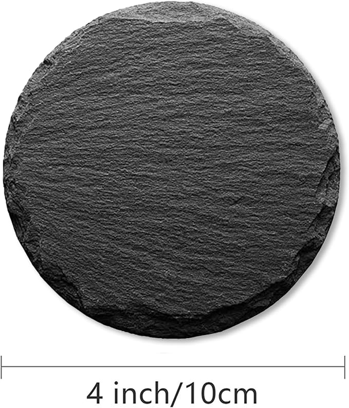 40 Pack Round Slate Coasters Bulk,4 Inch Blank Slate Coasters for Lase Engraving,with Anti-Scratch Bottom for Office Bar Kitchen Home Decor Supplies(Round, Set of 40)