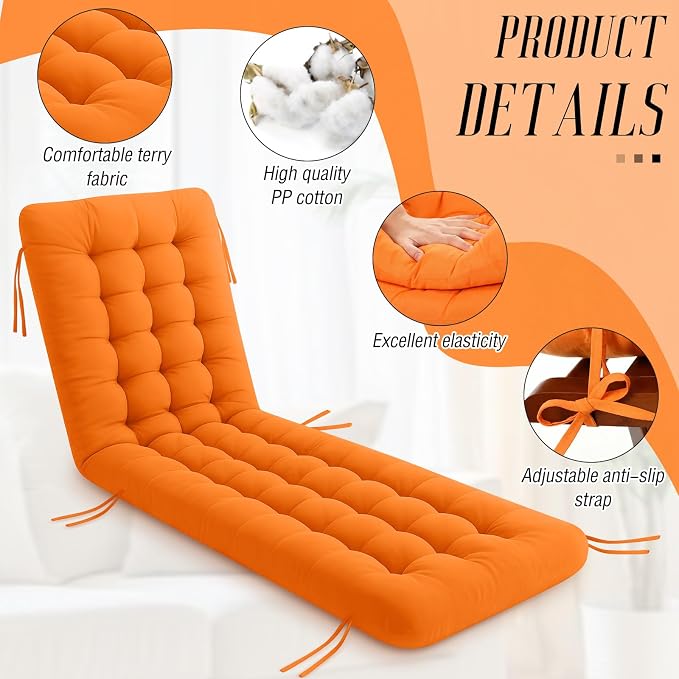 Vercraft Long Floor Cushion Large Floor Cushion with Brushed Cotton 74.8 x 27.5 x 3.15 in Jumbo Lounger Pillow for Outdoor Indoor Bay Window Meditation Yoga Reading Sleeping(1 Pc,Orange)
