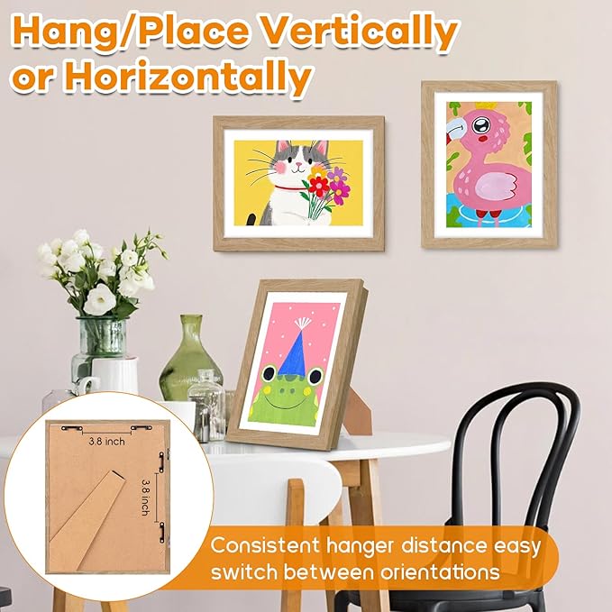 4 Pack Kids Artwork Frames Changeable 10 x 12.5 Inch Children Art Projects Kids Art Frames Front Opening Picture Display Frame, Wood