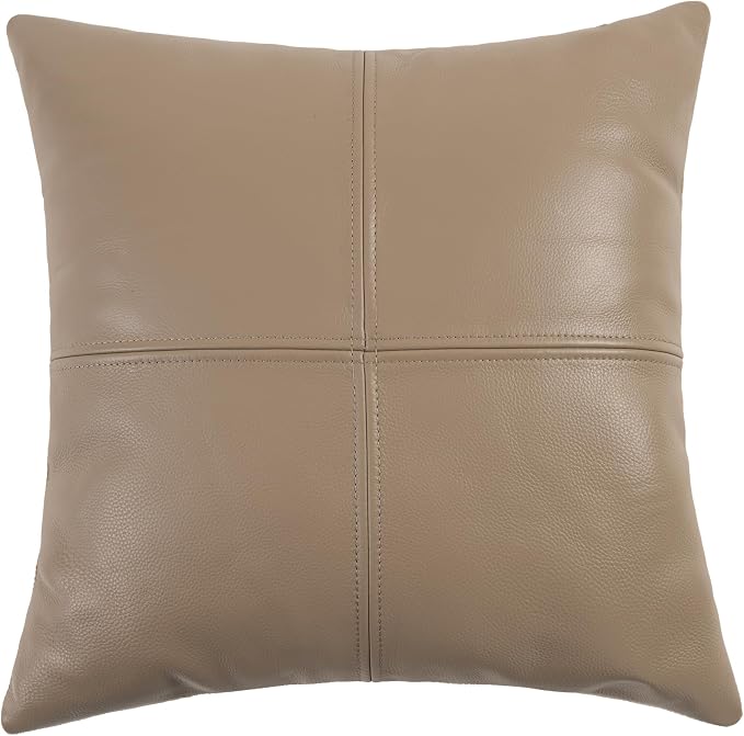Full Grain Leather Throw Pillow Cover (20" x 20") (Smokey Taupe) | Cowhide Sofa Cushion Case Thick Genuine Leather Throw Pillow for Living Room Bedroom and Home Office, Pack of 1, Cover Only
