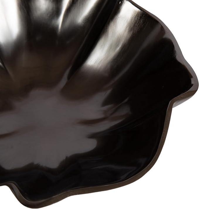 Kate and Laurel Flutte Scalloped Decorative Metal Serving Bowl; 10 x 10 x 3; Black Nickel; Modern Wavy Fruit Bowl for Kitchen Counter or Use as Tabletop Storage for an Entryway Table