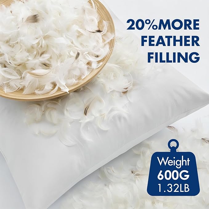 MIULEE Pack of 4 12x20 Pillow Inserts, Premium Feather and Down Decorative Throw Pillows, Fluffy and Choppable, Cotton Fabric for Sofa Bed Couch