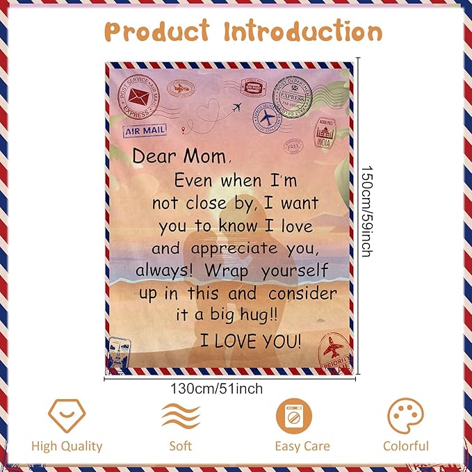 Wxiben Mothers Day Blankets Gifts for Mom Birthday for Mom Blankets from Daughter Son Mama Gifts for Christmas Mother's Day Flannel Throw Blanket for Home Sofa Couch 60 x 50 Inches