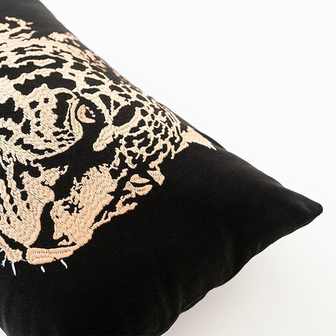 Croker Horse 12x20'' inches Throw Pillow Cushion Covers - Gold Embroidery Leopard Cheetah Luxury Modern Style Couch Sofa Pillow Cover for Living Room Bedroom