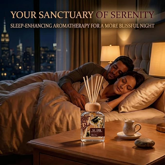 Luxury Hotel Scent Reed Diffuser 100ml (3.38oz) | No.1898 Hotel Collection Diffuser Oil Inspired by Ritz Carlton | Home, Bathroom & Office Decor | Long-Lasting Room Freshener Gift Set