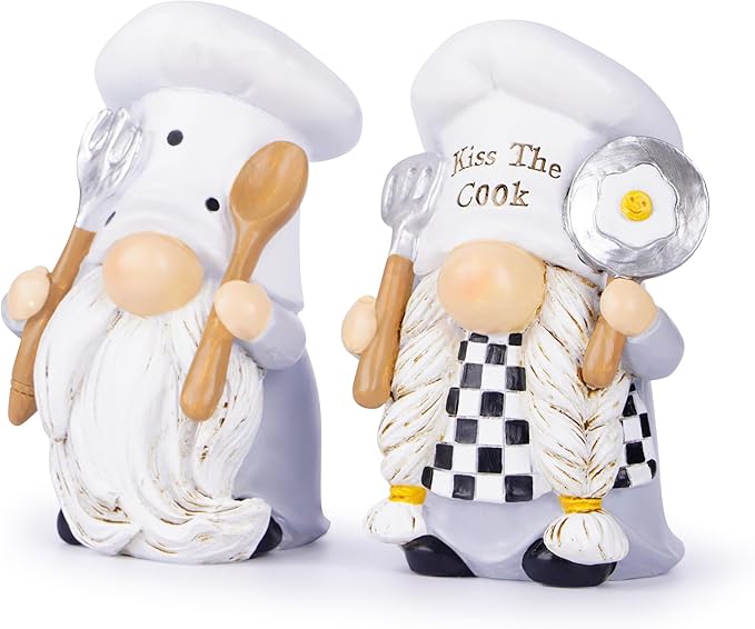 Hodao 2PCS Mother Day Kitchen Chef Gnomes Decorations Farmhouse Chef Gnomes Decor for Home Tabletop Coffee Shop Cooking Figurines Decor Statues Gifts for Mom