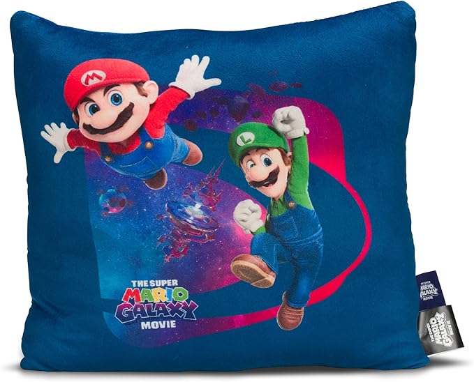 The Super Mario Galaxy Movie Kids Squishy Plush Throw Pillow, Soft Decorative Cushion for Bedroom Décor & Gifts, 13 Inch, Mario, Luigi & Princess Peach (100% Officially Licensed Product) By Franco