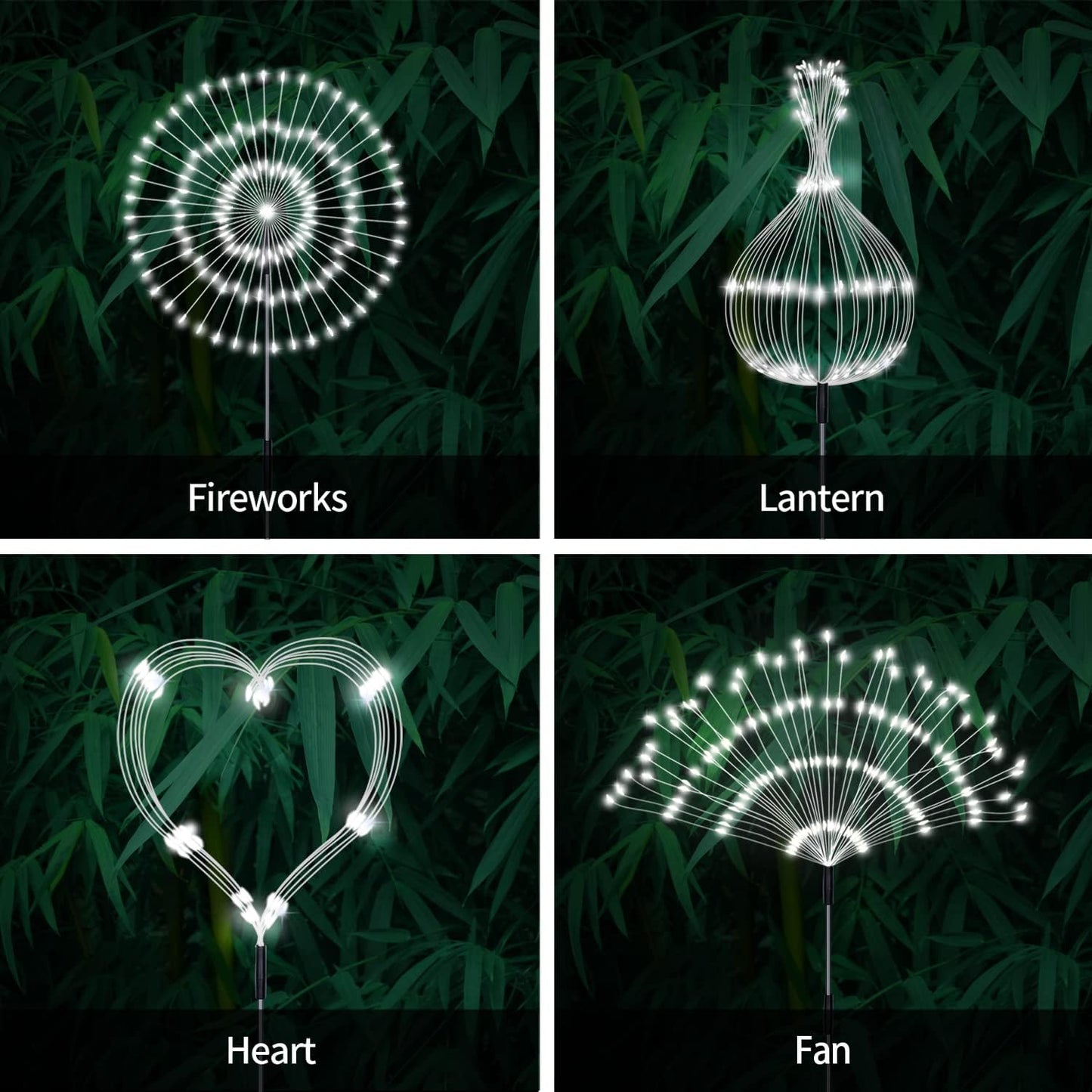 Unihoh Solar Garden Lights Outdoor, 4 Pack 120 LED Waterproof Decorative String Lights 8 Modes with Remote DIY Outdoor Decor for Pathway Walkway Yard (Cool White)